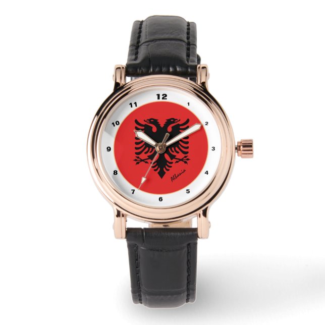 Albanienflagge & Albanien trendy fashion /design Armbanduhr (Vorderseite)
