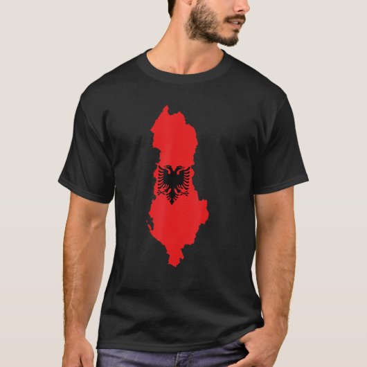 Albanienflagge Kontur Albanien T-Shirt (Vorderseite)