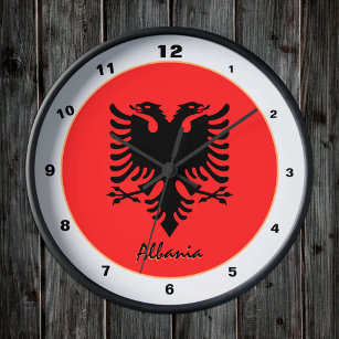 Albanienflagge und Albanien trendy Zuhause / desig Runde Wanduhr