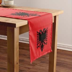 Albanienflagge und Albanienmode-Zuhause /sport-Fan Kurzer Tischläufer