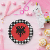 Albanienschild, Büffel kariert und albanische Flag Pappteller (Party)