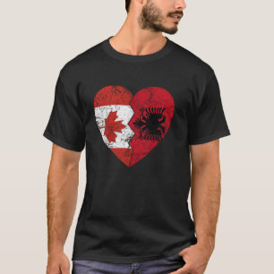 Albanisch Kanadische Flaggen Herz Kanada Albanien  T-Shirt