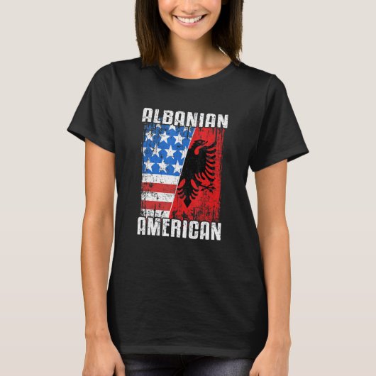 Albanische Flagge Albanien Eagle Usa Shqiperia T-Shirt (Vorderseite)