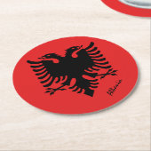Albanische Flagge & Albanien Hochzeit, Party/Sport Runder Pappuntersetzer (Angewinkelt)