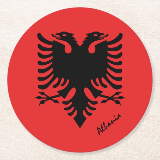 Albanische Flagge & Albanien Hochzeit, Party/Sport Runder Pappuntersetzer (Vorderseite)