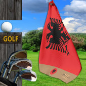 Albanische Flagge & Albanien, mit Monogramm / Golf Golfhandtuch