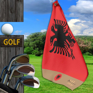 Albanische Flagge & Albanien, mit Monogramm / Golf Golfhandtuch