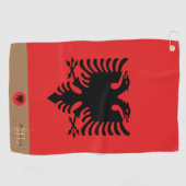 Albanische Flagge & Albanien, mit Monogramm / Golf Golfhandtuch (Horizontal)