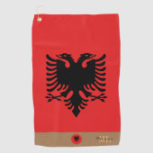 Albanische Flagge & Albanien, mit Monogramm / Golf Golfhandtuch (Vorderseite)