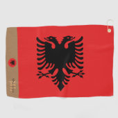 Albanische Flagge & Albanien, mit Monogramm / Golf Golfhandtuch (Horizontal)