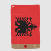 Albanische Flagge & Albanien, mit Monogramm / Golf Golfhandtuch (Vorderseite)