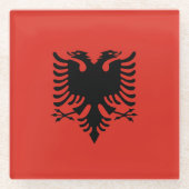 albanische Flagge Glasuntersetzer (Vorderseite)