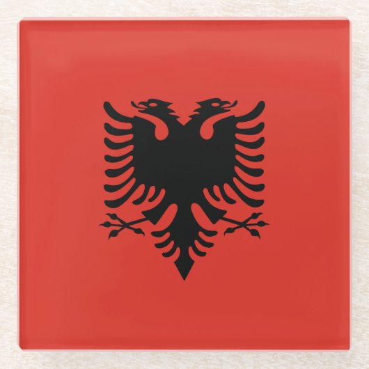 albanische Flagge Glasuntersetzer (Vorderseite)