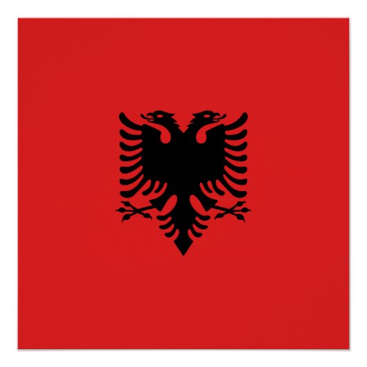 Albanische Flagge mit Zweikopfadler Poster (Vorderseite)