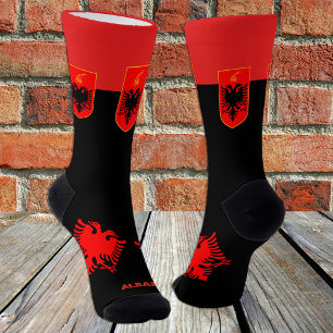 Albanische Flagge Patriotische Socken, Nachhaltig Socken