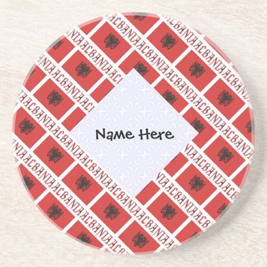 Albanische Flagge Personalisiert gepökelt Getränkeuntersetzer (Vorne)