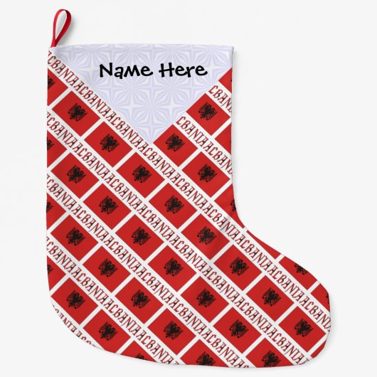 Albanische Flagge Personalisiert gepökelt Großer Weihnachtsstrumpf (Vorderseite)