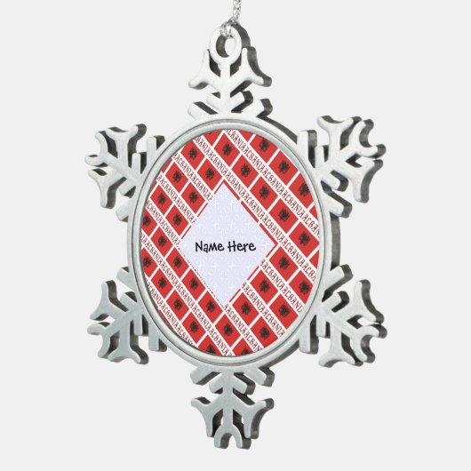 Albanische Flagge Personalisiert gepökelt Schneeflocken Zinn-Ornament (Rechts)