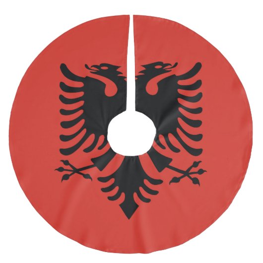 albanische Flagge Polyester Weihnachtsbaumdecke (Vorderseite)