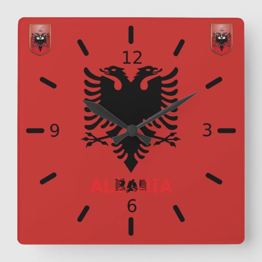 albanische Flagge Quadratische Wanduhr (Vorderseite)