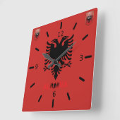 albanische Flagge Quadratische Wanduhr (Winkel)