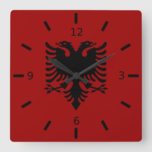 albanische Flagge Quadratische Wanduhr (Vorderseite)
