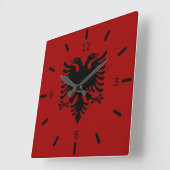 albanische Flagge Quadratische Wanduhr (Winkel)