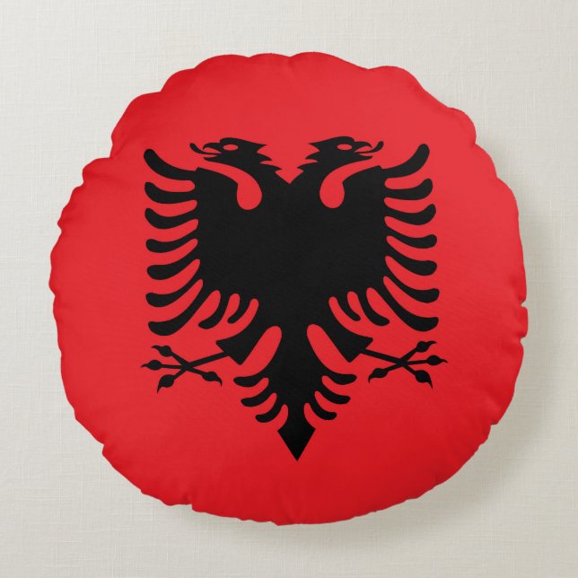 albanische Flagge Rundes Kissen (Vorderseite)