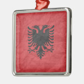 Albanische Flagge Silbernes Ornament (Links)