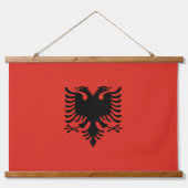 albanische Flagge Wandteppich Mit Holzrahmen (Vorderseite)