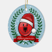 Albanische Flaggen-Weihnachtsart Keramikornament (Links)