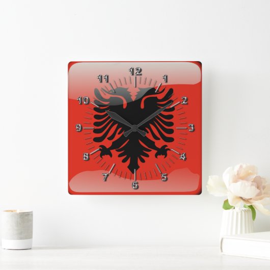 Albanische glatte Flagge Quadratische Wanduhr (Zuhause)
