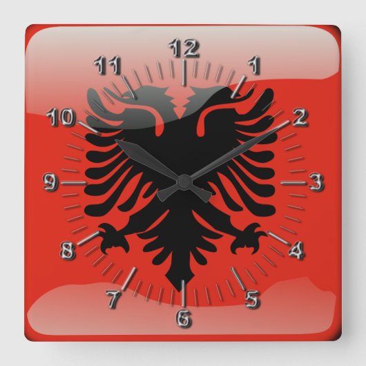 Albanische glatte Flagge Quadratische Wanduhr (Vorderseite)