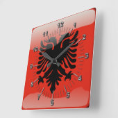 Albanische glatte Flagge Quadratische Wanduhr (Winkel)