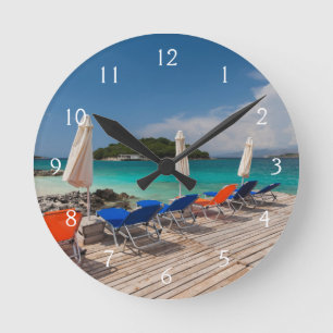 Albanische Riviera, Ksamil, Strandpromenade Runde Wanduhr