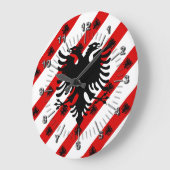 Albanische Streifenflagge Große Wanduhr (Winkel)