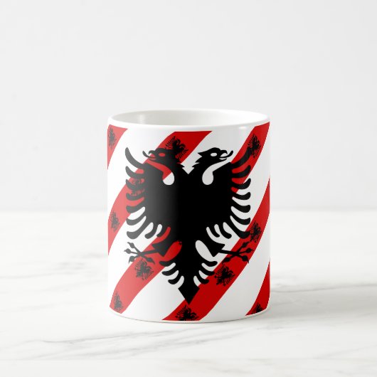 Albanische Streifenflagge Kaffeetasse (Mittel)