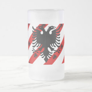 Albanische Streifenflagge Mattglas Bierglas