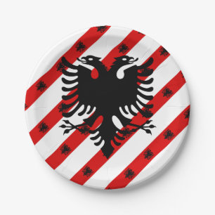 Albanische Streifenflagge Pappteller