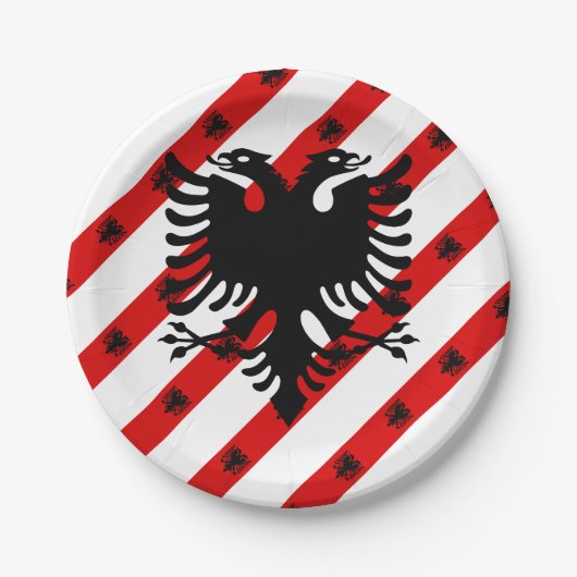 Albanische Streifenflagge Pappteller (Vorderseite)