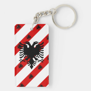 Albanische Streifenflagge Schlüsselanhänger