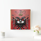 Albanische Wappen Quadratische Wanduhr (Zuhause)