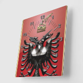Albanische Wappen Quadratische Wanduhr (Winkel)