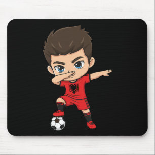 Albanischer Dab Kid Goal Cartoon Albanien-Flagge f Mousepad