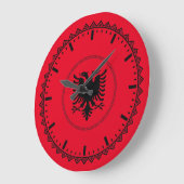 Albanischer Pride Red Große Wanduhr (Winkel)