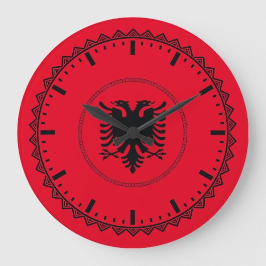 Albanischer Pride Red Große Wanduhr (Vorderseite)