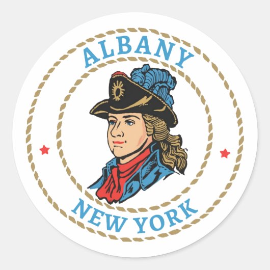 Albany New York Colonial Runder Aufkleber (Vorderseite)