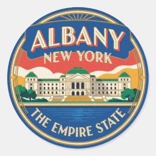 Albany New York Hauptstadt Hudson Valley Reise Runder Aufkleber
