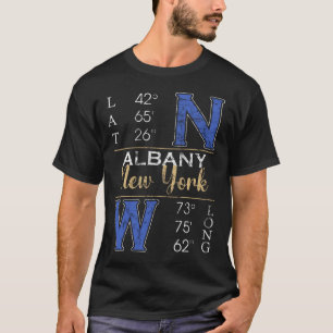 Albany NEW YORK Latitude und Längengrad T-Shirt