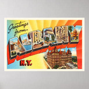 Albany New York NY Old Vintage Travel Souvenir Poster